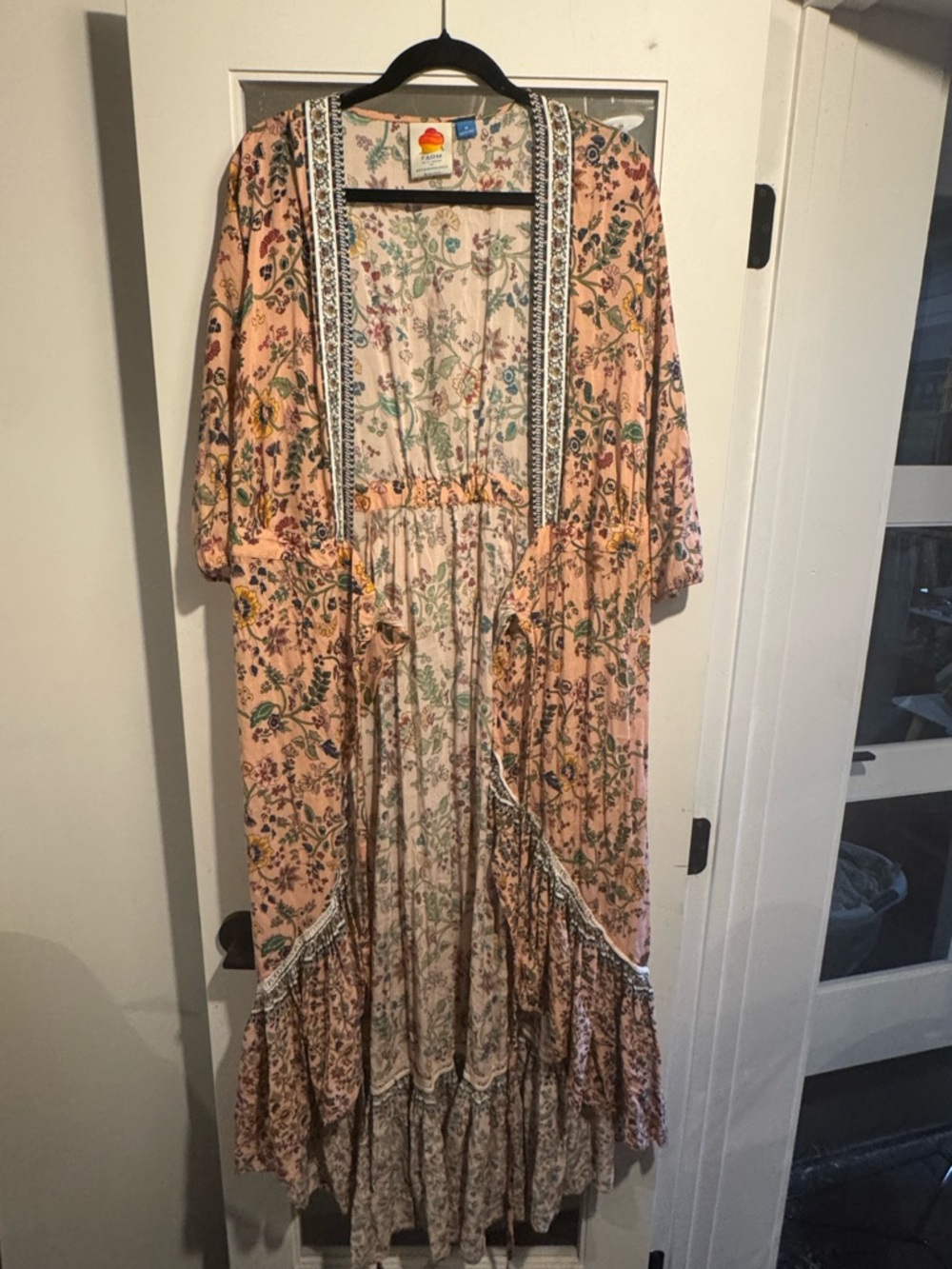 FARM Rio Peach Floral Midi Dress